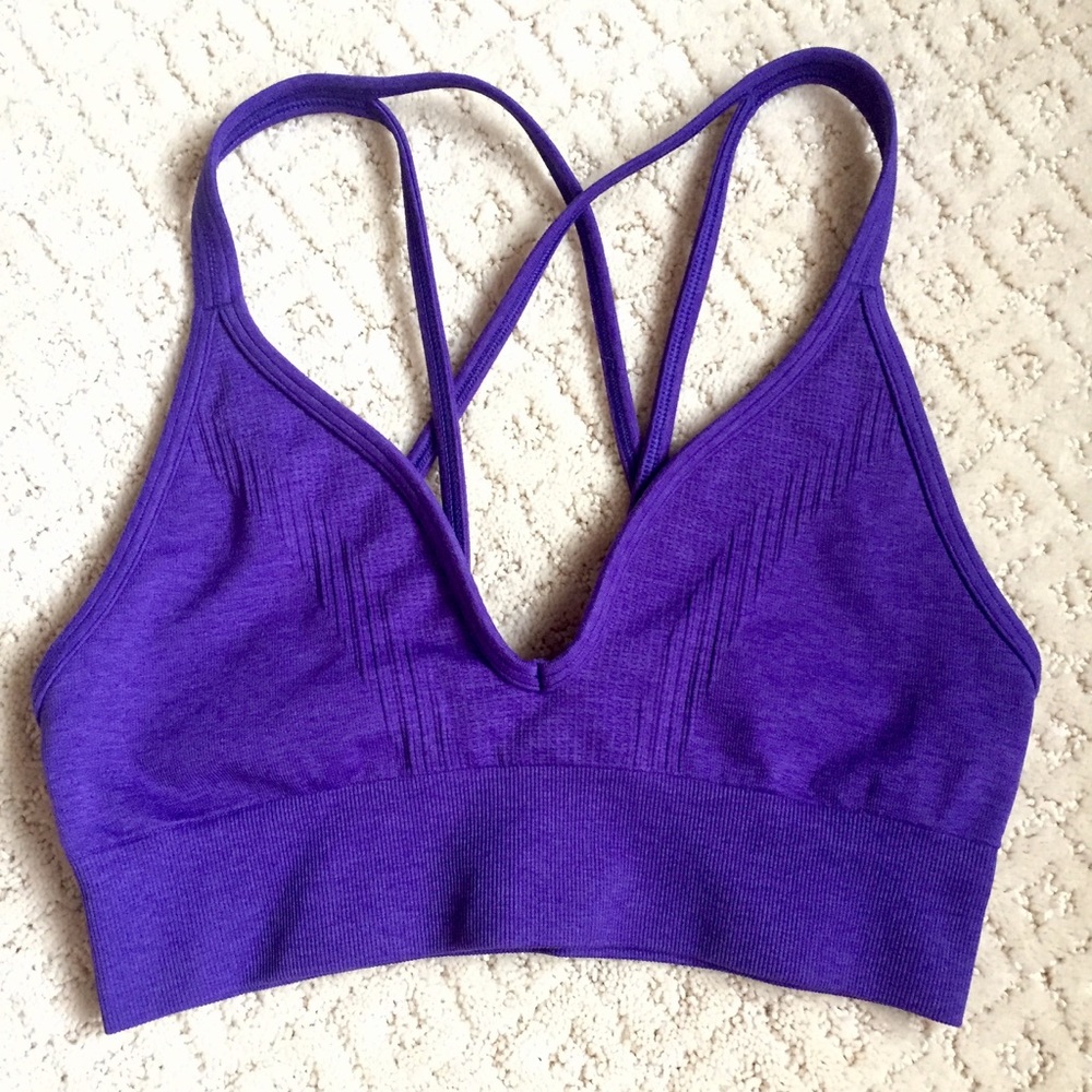 Lululemon Purple Seamless Strappy Back Sports Bra Top Women's
